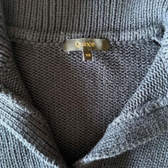 Quince Organic Cotton Cropped Polo Sweater | Women’s XS | Navy White Preppy - Picture 5 of 8